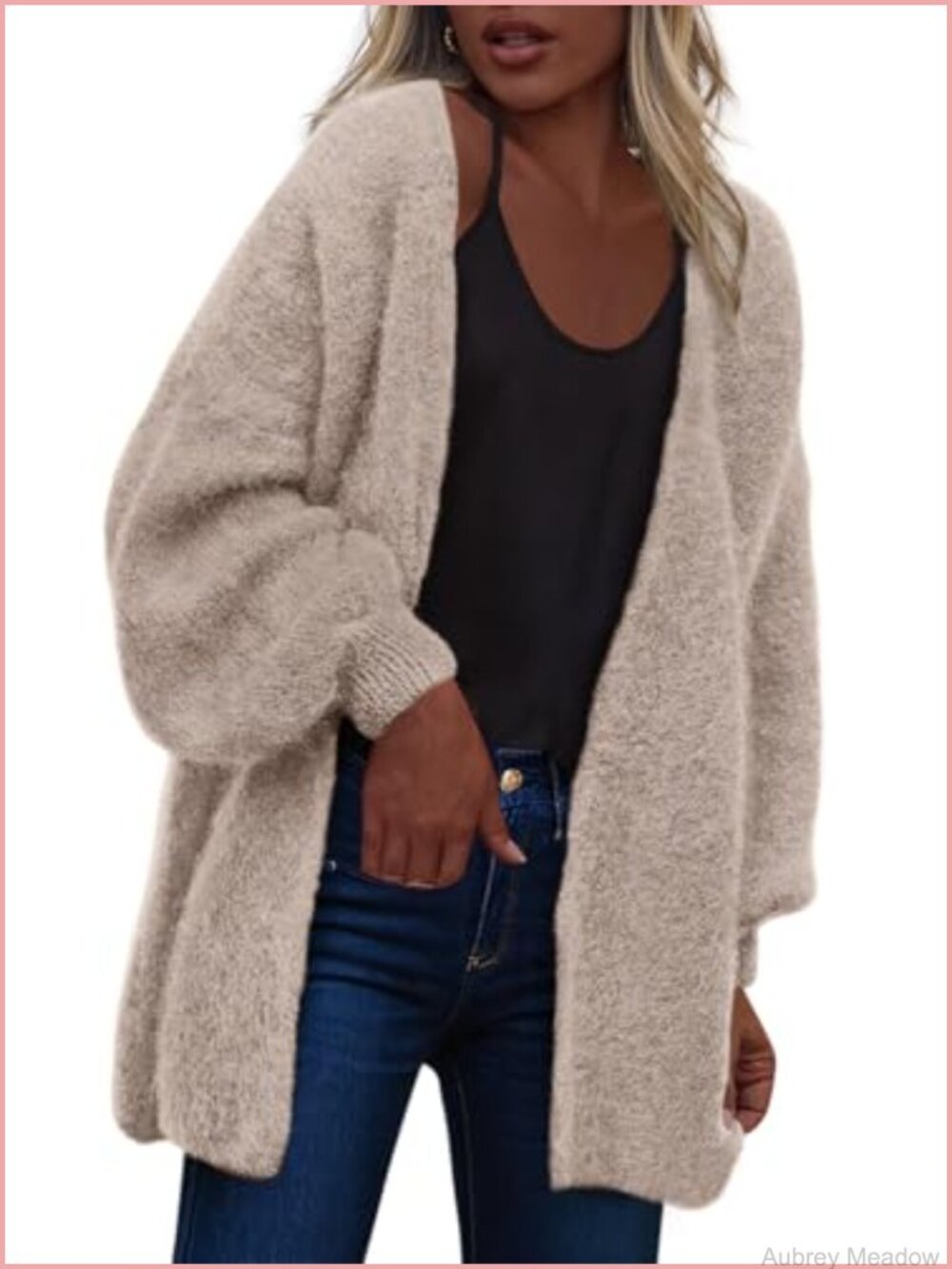 Cozy Chunky Knit Oversized Open Front Sweater Cardigan for Women